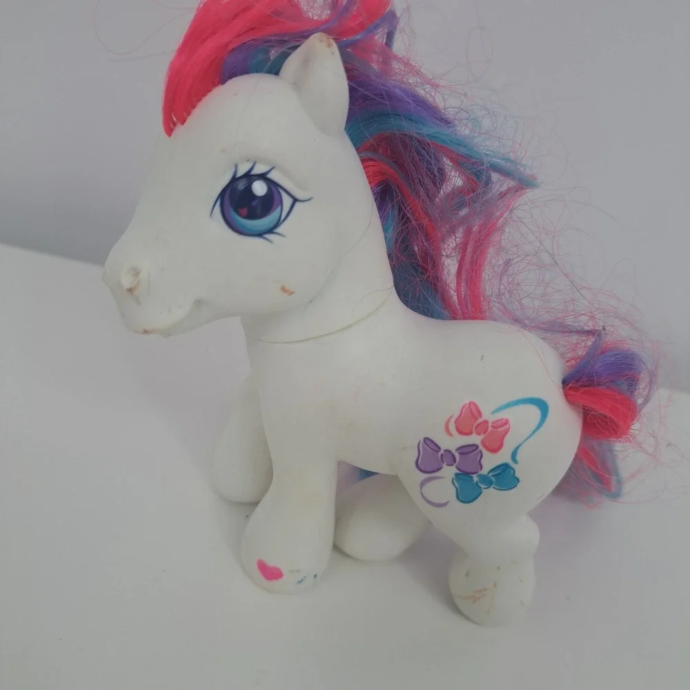 VTG My Little Pony G3 Lot of 3 Pink Rainbow Flash Rainbow Swirl Bowtie 2000s